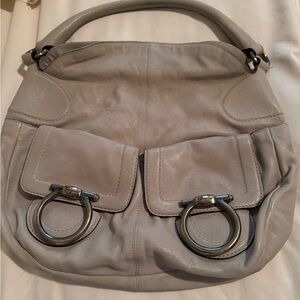Salvatore Ferragamo Italian leather handbag - Oatmeal color - great condition!